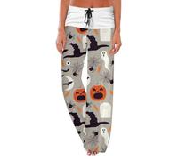 Fleece Lined Thermals Women's Halloween Pajamas Pumpkin Print Pajamas Cute And Fun Women's Pajamas Thermal Underwear Womens Long ohns (Grey, S)