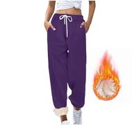 Fleece Lined Trousers Women UK Clearance, Petite Fluffy Sherpa Joggers Winter Thermal Warm Trousers Fleece Sweatpants Thick Tracksuit Bottoms Casual Workout Pants Ladies Running Fitness