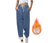 Fleece Lined Trousers Women UK Sale Clearance, Petite Fluffy Sherpa Joggers Winter Thermal Warm Trousers Fleece Sweatpants Thick Tracksuit Bottoms Casual Workout Pants Ladies Running Fitness