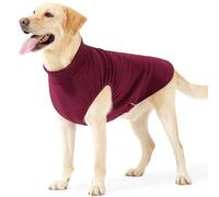 Fleece-Lined Warm Cold-Proof Dog Sweater Soft Stretchy Pullover Dog Coat For Labradors Bulldogs Greyhounds Pugs,Red,L