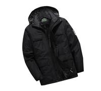 Fleece Lined Waterproof Jacket Men Winter Warm Waterproof Coats Water Resistant Ski Snow Jacket Multi Pockets Hooded Windproof Rain Jackets Plush Thicken Skiing Jacket with Detachable Hood