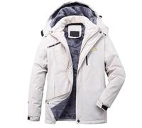 Fleece Lined Waterproof Jacket Mens Winter Warm Coats Plus Size Trench Coats Outdoor Rainjacket Fleece Skiing Jacket Softshell Winter Plush Waterproof Windproof Detachable Coat Windbreak Clearance