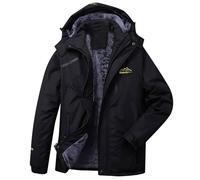Fleece Lined Waterproof Jacket Mens Winter Warm Coats Plus Size Trench Coats Outdoor Rainjacket Fleece Skiing Jacket Softshell Winter Plush Waterproof Windproof Detachable Coat Windbreak Clearance