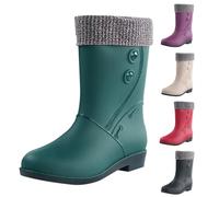 Fleece Lined Wellies for Winter Ladies Warm Wellies Waterproof rain Snow mid Calf Womens Warm Walking Boots,Detachable Lining Footwear