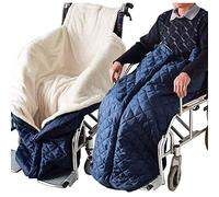 Fleece Lined Wheelchair Blanket with Zipper and Pull Ring for Winter Leg and Back Warmth
