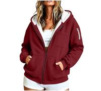 Fleece Lined Zip Up Hoodie Womens Oversized Hooded Sweatshirt Jacket Warm | Winter Heavyweight Hoodies Jackets for Women UK Thermal Teddy-Jacke Ladies Clothes