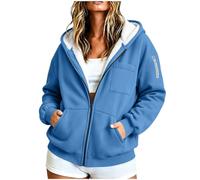 Fleece Lined Zip Up Hoodie Womens Oversized Hooded Sweatshirt Jacket Warm | Winter Heavyweight Hoodies Jackets for Women UK Thermal Teddy-Jacke Ladies Clothes