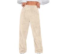 Fleece Lounge Pants Women Winter Plush Fluffy Pajama Pants Comfy Soft Warm Fleece Loungewear Long Pants Sleepwear Bottoms Thicken Teddy Fur Loose Trousers Yoga Pants Ladies