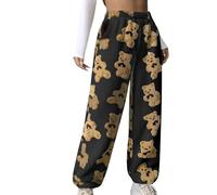 Fleece Lounge Pants Women Winter Plush Fluffy Pyjama Bottoms Women's Cute Bear Plush Pajama Pants Comfy Soft Warm Fleece Lounge Long Pant Sleepwear Teddy Fur Loose Trousers Yoga