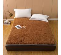 Fleece Mattress Cover Pad with Straps - Breathable Lamb Folding Mattress Protector Pure Bed Topper Pure White Mattress,Camel,X Twin:120x200cm