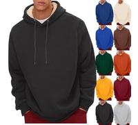 Fleece Mens Hoodies Warm Winter Sweatshirt Thick Fleece Lined Thermal Hooded Pullover with Hood Jumper Casual Long Sleeve Hoodies Oversized Sweatshirt Black