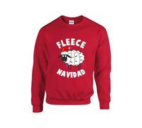 FLEECE NAVIDAD Christmas Cute Jumper, Funny ugly Lights Decor Xmas Sheep Feliz Navidad Sweater, Merry Christmas kids Holiday Festive, Unisex Kids Adults Sweatshirt(L, Red)