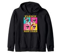 Fleece Navidad Llama - Feliz Navidad Funny Christmas Llama Zip Hoodie