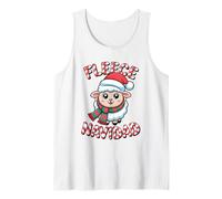 Fleece Navidad Sheep Lamb Santa Hat Cute Animal Christmas Tank Top