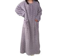Fleece Nightdress For Women - Soft Warm Long Nightdress Sleepwear Flannel Pjs With Pockets Winter Warm Lounge Dress Pyjamas Long Sleeve Robes Dressing Gowns Comfortable Sleepsuit