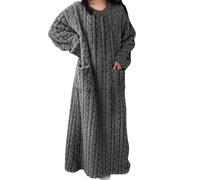 Fleece Nightdress For Women - Soft Warm Long Nightdress Sleepwear Flannel Pjs With Pockets Winter Warm Lounge Dress Pyjamas Long Sleeve Robes Dressing Gowns Comfortable Sleepsuit