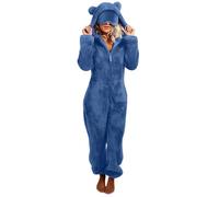 Fleece Onesie Pajamas for Women Fuzzy Hooded Romper Plus Size One Piece Winter Sleepwear Outfits High Waist Bell Pants Suits Jumper for Women Adult Elegant