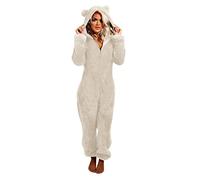 Fleece Onesies for Women Warm Ladies Fluffy Pyjamas Teddy Bear Onesie | Zip Up Fluffy Pyjamas Women, Plush Women’s Nightwear Onesies with Hooded, Soft Comfy Fleece Loungewear for Winter