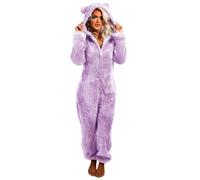 Fleece Onesies for Women Warm Ladies Fluffy Pyjamas Teddy Bear Onesie | Zip Up Fluffy Pyjamas Women, Plush Women’s Nightwear Onesies with Hooded, Soft Comfy Fleece Loungewear for Winter