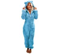 Fleece Onesies for Women Warm Ladies Fluffy Pyjamas Teddy Bear Onesie | Zip Up Fluffy Pyjamas Women, Plush Women’s Nightwear Onesies with Hooded, Soft Comfy Fleece Loungewear for Winter