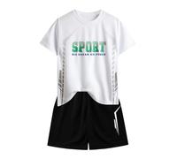 Fleece Pants Baby Boy Boy's Short Sleeved Running Suit Casual Quick Drying Clothes for Boys and Girls Summer T Shirt Shorts Two Piece Set Long Sleeve Tie Shirt (WH4, 5-6 Years)