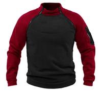 Fleece Pullover Mens Military, Military Outdoor Fleece Jacket Long Sleeve Polar Fleece Casual Jumper Sweaters Warm Tactical Combat Zipper Sweatshirts Army Windproof Pullover Sports Sweater Tops Red