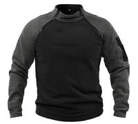 Fleece Pullover Mens Military, Military Outdoor Fleece Jacket Long Sleeve Polar Fleece Casual Jumper Sweaters Warm Tactical Combat Zipper Sweatshirts Army Windproof Pullover Sports Sweater Tops Grey