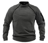 Fleece Pullover Men's Military Outdoor Fleece Jacket Warm Tactical Combat Fleece Pullover Tactical Jacket Fleece Jacket Winter Jumper Sports Jumper Tops Army Windproof Pullover, 1 - Grey, 3XL