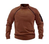 Fleece Pullover Men's Workout Military Tactical Mock Neck Pullover UK Winter Outdoor Sport Fleece Long Sleeve Sweatshirts Combat Fleece Jacket Jumper Sweater Tops Brown XL
