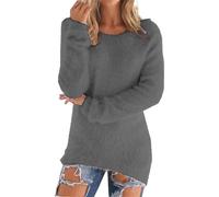 Fleece Pullover Women Autumn Winter Warm Pullover Sweatshirts Casual Plus Size Long Sleeve Thermal Jumpers Ladies Soft Cozy Fuzzy Plush Pullovers Loose Slouchy Sweater Tops(Grey,XL)
