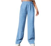 Fleece Pyjama Bottoms Women UK Sale Clearance Ladies Pj Bottoms Fluffy Winter Warm Pajamas Pants Thick Teddy Fleece Flannel Lounge Pants Fuzzy Sleepwear Pjs Loungewear Trousers with Pockets Blue
