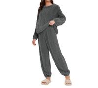 Fleece Pyjamas Set For Women Plus Size Fluffy Comfy Loungewear Sets Long Sleeve Crew Neck Top And Baggy Bottoms Cozy Pjs Sets Ladies Teddy Fleece Nightwear Plush Fuzzy Winter Autumn Pajamas Sleepwear