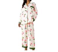 Fleece Pyjamas Set for Women Warm Thick Flannel Plush Fluffy Ladies Teddy Fleece Nightwear Soft Cosy Cotton Pyjamas for Women Lounge Casual Loose Long Sleeve Sky Blue