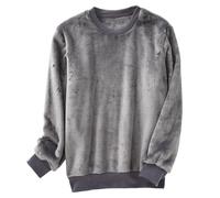 Fleece Pyjamas Tops Mens Flannel Fleece Pullover Teddy Pyjama Fluffy Pajama Winter Warm Outerwear Thickened Plush Home Wear Fuzzy Sherpa PJs Loungewear Comfy Soft Nightwear Dark Gray