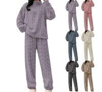 Fleece Pyjamas Women 2 Pieces Women's Pyjama Sets Flanne Fluffy Soft Cosy Loungewear Long Sleeve Tops and Bottoms Winter Warm Nightwear Winter Warm Gifts Fleece Pjs