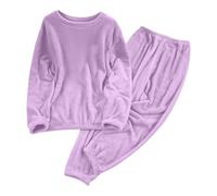 Fleece Pyjamas Women Uk Fluffy Lounge Sets Thick Sleepwear Suit Winter Thermal Jumper Elastic Waist Loungepants 2 Piece Ladies Dressing Gowns Cozy Nightwear Indoor Oodies Outift