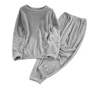 Fleece Pyjamas Women Uk Fluffy Lounge Sets Thick Sleepwear Suit Winter Thermal Jumper Elastic Waist Loungepants 2 Piece Ladies Dressing Gowns Cozy Nightwear Indoor Oodies Outift