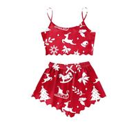 Fleece Pyjamas Women Warm Womens Lounge Wear Sets Thermal Pyjama Christmas Pjs Plus Size Matching Winter Pajamas for Uk Family Set Women's Halloween Red XXL