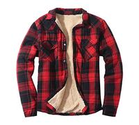 Fleece Shirt Jacket Mens - Mens Padded Checked Jacket, Sweat Without Hood Lumberjack Coat Buttons Cargo Jackets Light Cotton Cardigan With Breast Pocket Utility Outerwear Hoodless Lapel Tops
