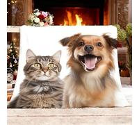 Fleece Sofa Bed Blankets 100x130 cm Animals Kittens And Puppies Soft Warm Winter Blanket Lightweight Cozy White Room Home Decor Christmas Decorations Gifts Throw Blanket for Women Birthday Gifts