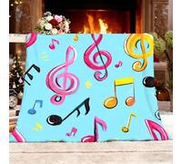 Fleece Sofa Bed Blankets 140x180 cm 3d Dynamic Musical Notes Soft Warm Winter Blanket Lightweight Cozy Blue Room Home Decor Christmas Decorations Gifts Throw Blanket for Women Birthday Gifts