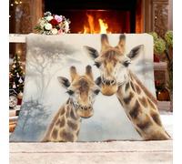 Fleece Sofa Bed Blankets 140x180 cm Close-Up Of An Animal, A Giraffe Soft Warm Blanket Lightweight Cozy Light Gray Room Home Decor Christmas Decorations Gifts Throw Blanket for Women Birthday Gifts