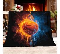 Fleece Sofa Bed Blankets 140x180 cm Creative Dynamic 3d Basketball Soft Warm Winter Blanket Lightweight Cozy Black Room Home Decor Christmas Decorations Gifts Throw Blanket for Women Birthday Gifts