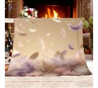 Fleece Sofa Bed Blankets 140x180 cm Dreamy Feathers Soft Warm Winter Blanket Lightweight Cozy Brown Room Home Decor Christmas Decorations Gifts Throw Blanket for Women Birthday Gifts