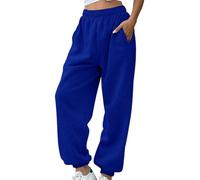 Fleece Sweatpants Womens Thicked Thermal Jogging Bottoms Solid Drawstring Cinch Warm Winter Trousers Elastic High Waist Tracksuits Baggy Straight Leg Sweat Pants with Pockets Gym Sports Trousers