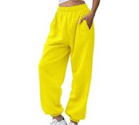 Fleece Sweatpants Womens Thicked Thermal Jogging Bottoms Solid Drawstring Cinch Warm Winter Trousers Elastic High Waist Tracksuits Baggy Straight Leg Sweat Pants With Pockets Gym Sports Trousers
