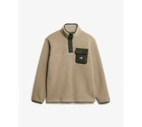 Fleece sweatshirt with snap collar Superdry Fuji Beige M