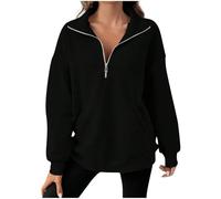 Fleece Sweatshirt Women UK Oversized Ladies Jumpers Half Zip Lapel Neck Sweatshirt Casual Loose Long Sleeve Pullover Y2K Winter Essentials Hoodie Jumper Sweater Tops with Pocket Clearance