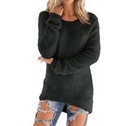Fleece Sweatshirts for Women UK Warm Solid Color Fluffy Long Sleeve Tunic Tops Womens Sweaters Winter Jumpers Casual Crewneck Ladies Soft Cozy Pullover Loungewear Outdoor Baggy Blouse XL Gray