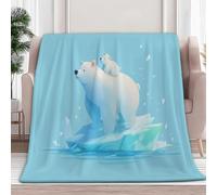 Fleece Throw 3D Printed Blanket Cartoon Polar Bear 180x220 cm Flannel Blanket for Sofa Bed, Soft Warm Fluffy Sherpa Throw Blankets, for Adult Kids Home Decor